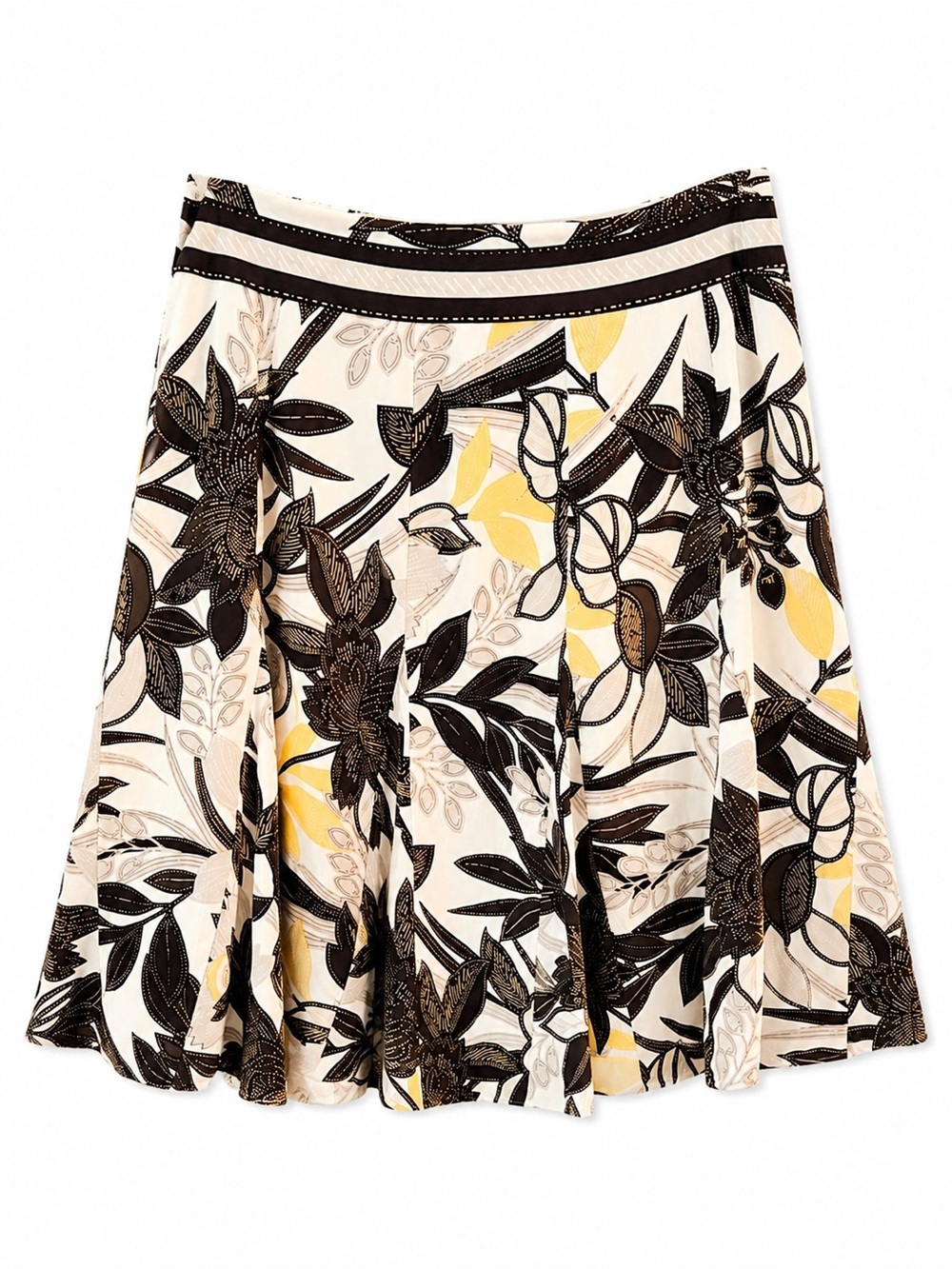 Ann Taylor Floral Skirt in Cream, Brown & Yellow